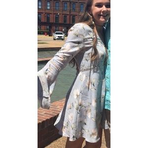 Boutique Printed Flowy Dress With Cut Out Detail